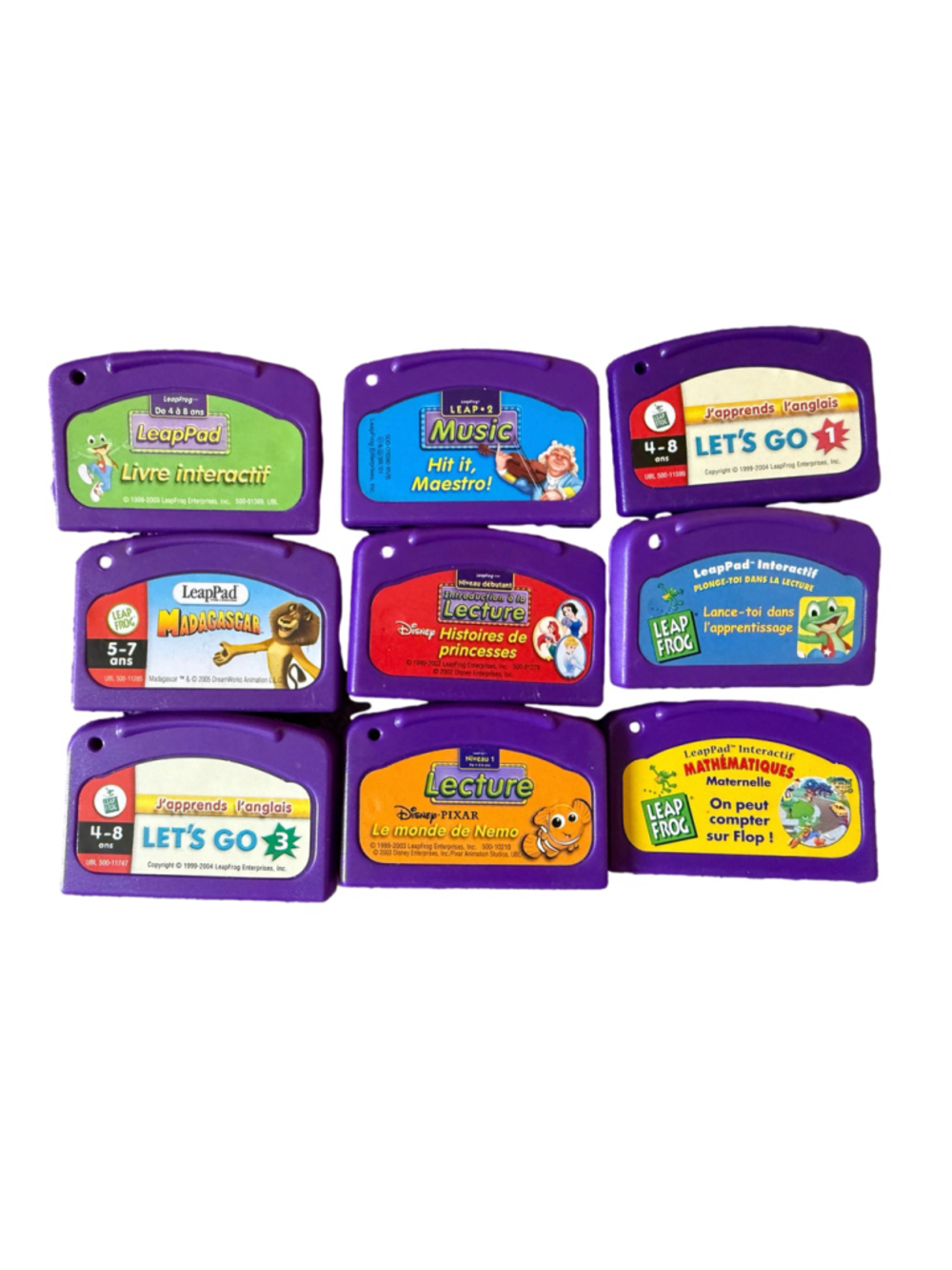 Lot of 9 LeapFrog LeapPad Learning Toy Cartridge Set, One Size, Purple